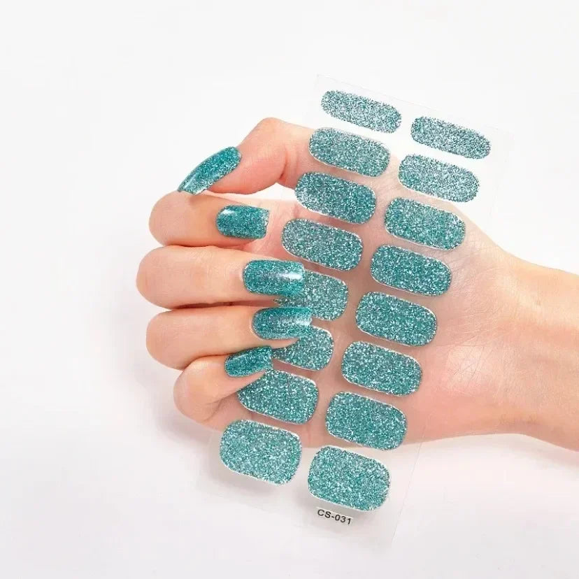 Semi Cured Gel Nail Sticker Pure Color UV LED Lamp Covered Waterproof Full Adhesive Long Self Nail Decals Manicure Lasting