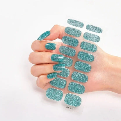 Semi Cured Gel Nail Sticker Pure Color UV LED Lamp Covered Waterproof Full Adhesive Long Self Nail Decals Manicure Lasting