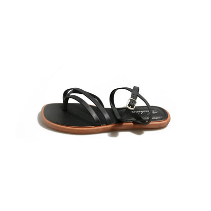 Roman Style Crossbody Slip-On Sandals Women's Summer Outdoor Flat Bottom Toe-Post Sandals Fashionable PVC Material