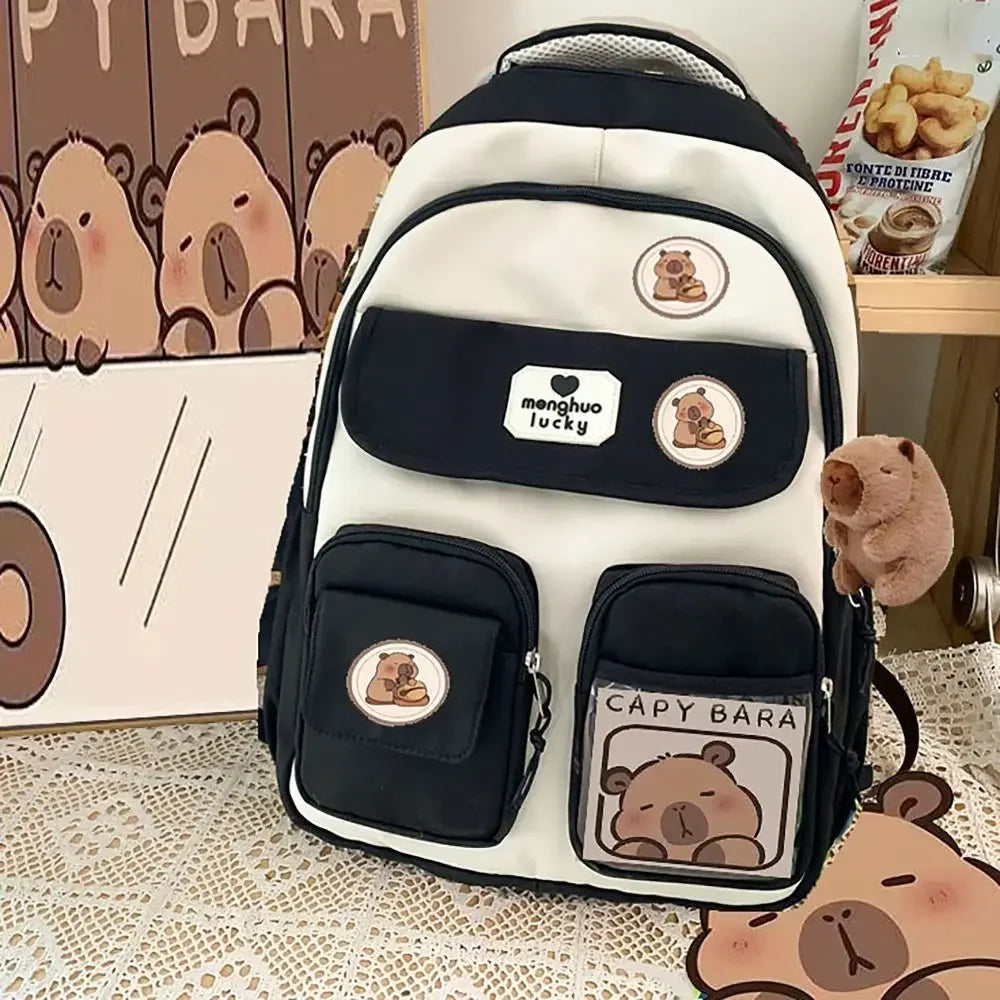 Cute Capybara Schoolbag Adjustable Strap Waterproof Shoulders Bag Large Capacity Computer Bag Student