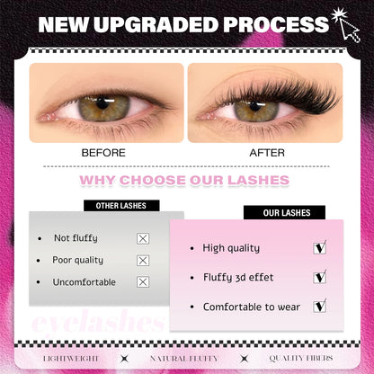 VELTRINAY False Eyelashes Half Lashes Cat Eye Natural Look Wispy Faux Mink Clear Eyelash Band Natural Lashes Makeup