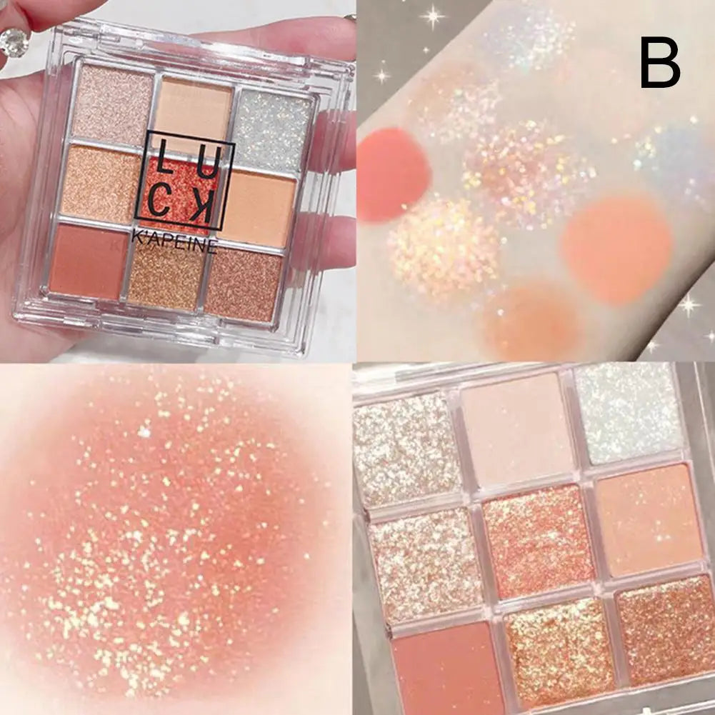 9 Colors Eyeshadow Palette Diamond Pearlescent Matte Eye Eyes Cosmetic Eye Shadow Shimmer Charming Makeup Contour W1X9