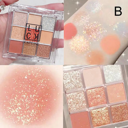 9 Colors Eyeshadow Palette Diamond Pearlescent Matte Eye Eyes Cosmetic Eye Shadow Shimmer Charming Makeup Contour W1X9