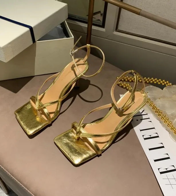 Fashion Women Sandals Luxury Sexy Shallow Mouth Heeled Sandals Square Toe Lightweight High Heels Women Shoes Sandalias De Mujer