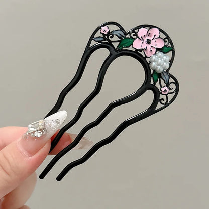 Metal U-Shaped Hair Sticks Combs Pearl Tassel Hair Fork Hair Clip Hairpins Women Girl Hair Accessories Ornament Styling Tool