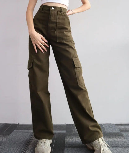 Women Vintage Cargo Pants Streetwear New Y2K Techwear Korean Harajuku Parachute Pants Beige Sweatpants Wide Leg Joggers Trousers