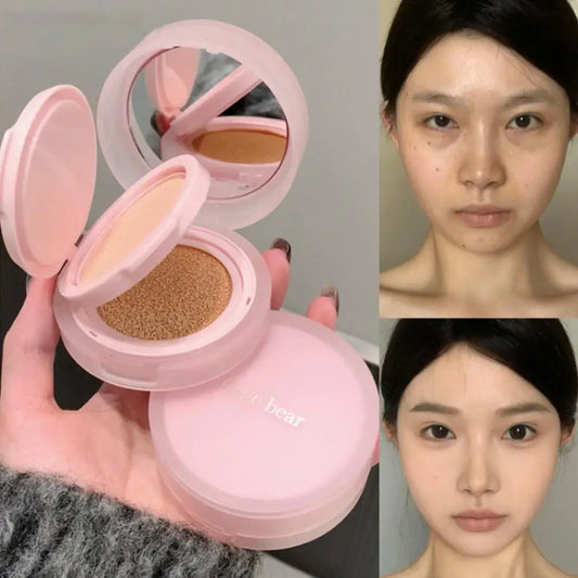 Gege Bear Double Layer Air Cushion Powder Long-Lasting Matte Pink Finish Oil Control And Makeup Fixation Removal Setting Powder