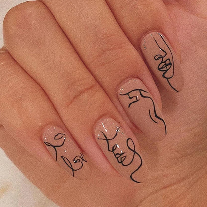 24Pcs Manicure Wearable Fake Nails Ballerina Removable Coffin Fake Nails Finished Women Girls Almond False Nails Art Decoration