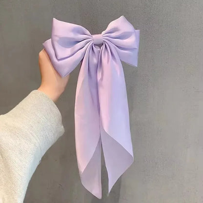 Retro Exaggerate Large Long Tassel Bow Headwear Hair Clip for Women Girl Cute Sweet Spring Clip Hair Accessories Gift Wholesale