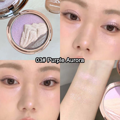 Kakashow 3 colors Sparkling highlighter Pearlescent Smooth Delicate High-Gloss Pressed Powder for Facial Brightening