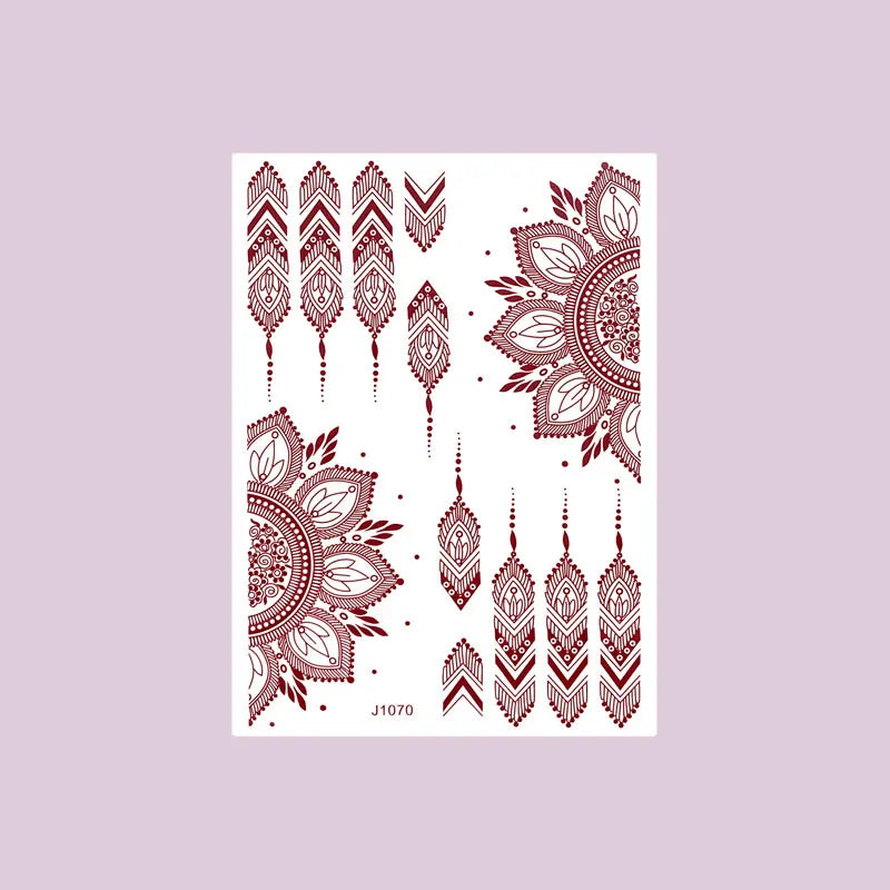 Waterproof Henna Tattoo Stickers for Women Flower Instant Fake Tattoo for Hand Temporary Tattoos for Wedding Party Festival