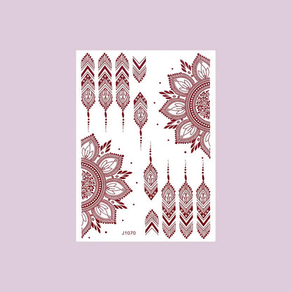 Waterproof Henna Tattoo Stickers for Women Flower Instant Fake Tattoo for Hand Temporary Tattoos for Wedding Party Festival