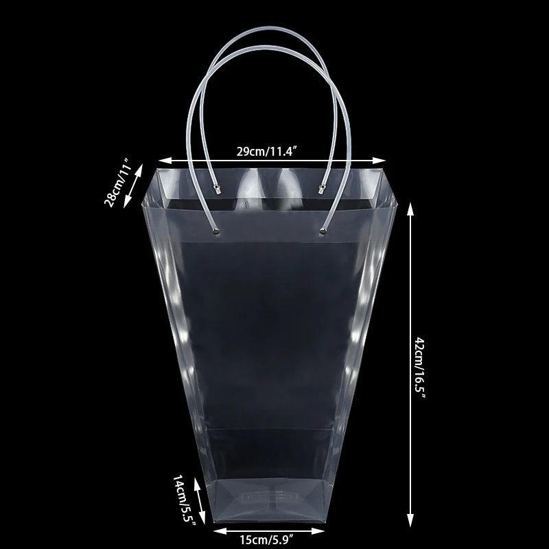 1pc Transparent Gifts Tote Bag Wedding Bouquet Flowers Packaging Bags Box For Florist Birthday Party Decor Xmas Valentines Gift