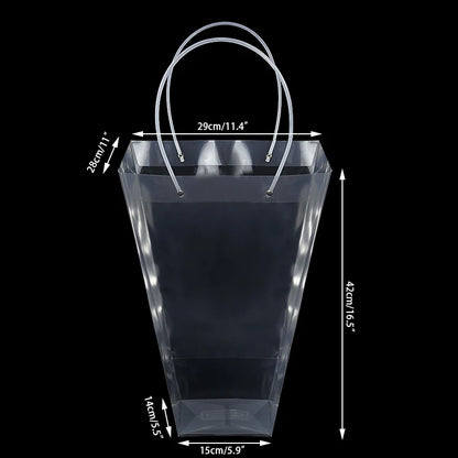 1pc Transparent Gifts Tote Bag Wedding Bouquet Flowers Packaging Bags Box For Florist Birthday Party Decor Xmas Valentines Gift