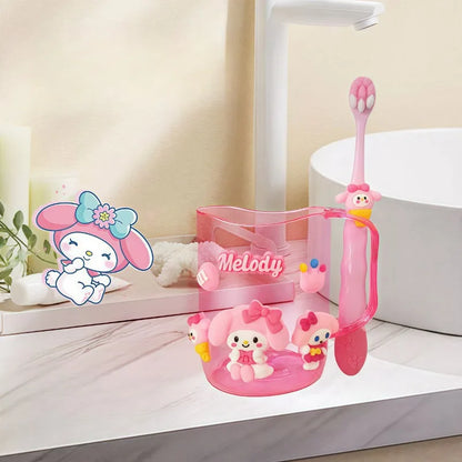New kawaii Hello kitty children's mouthwash cup kuromi teeth jar brush cup My melody toothbrush holder Children's wash cup set