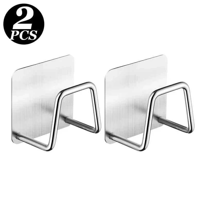 1/10pcs Kitchen Stainless Steel Sink Sponges Holder Self Adhesive Drain Drying Rack Shelf Household Wall Hooks Storage Organizer