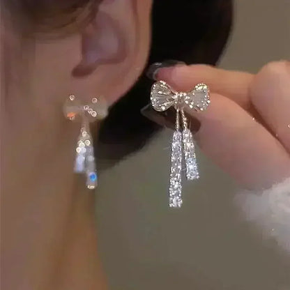 Exquisite Blue Drop-shaped Crystal Pendant Earrings For Women Fashion Personalized Daily Accessories Party Jewelry Birthday Gift