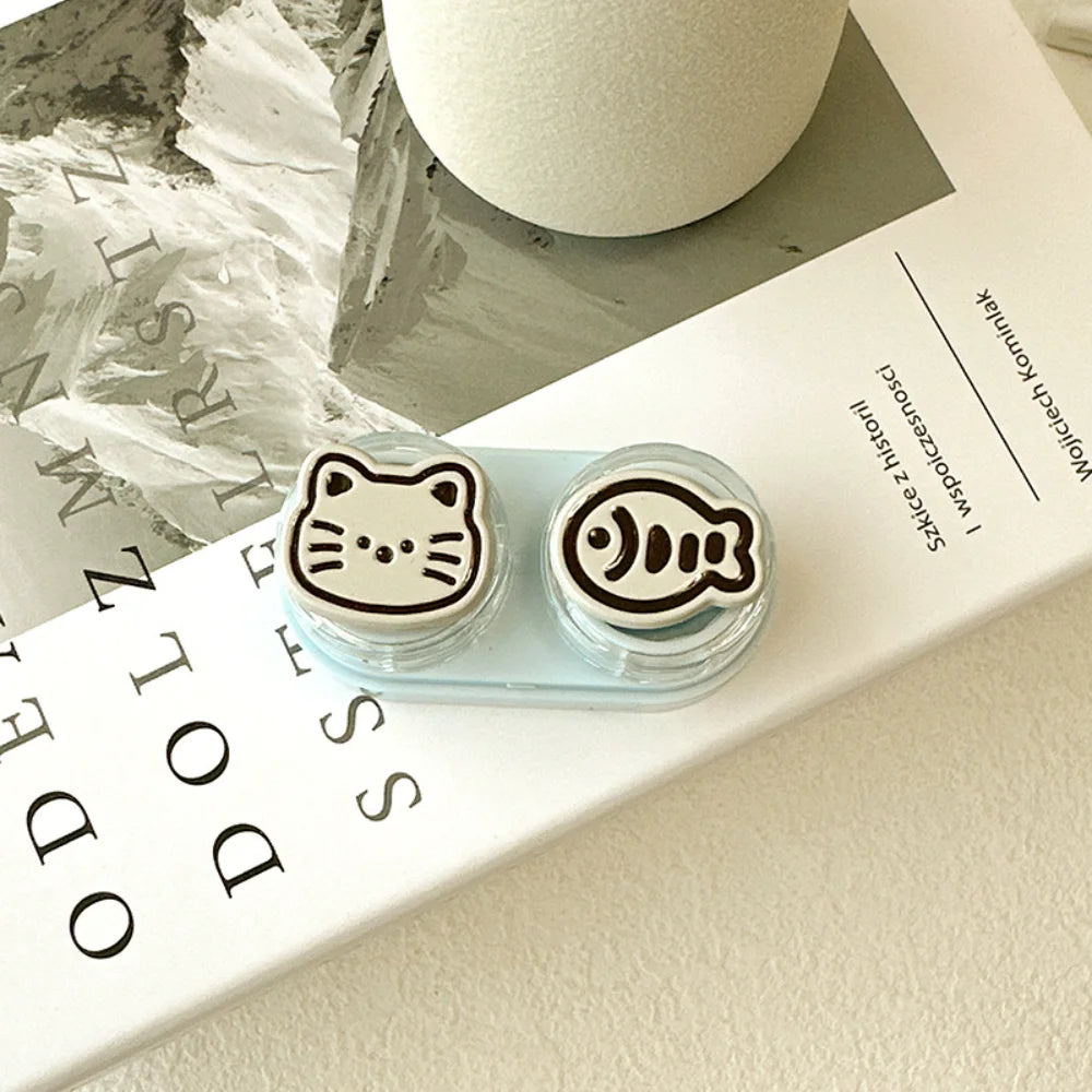 KLASSNUM Portable Cute Cartoon Contact Lens Case Drawer Design Color Contact Lenses Box Container Storage Case Travel Accessory