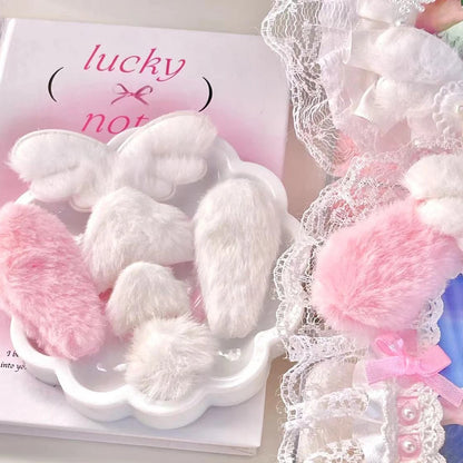 10Pcs Sweet Plush DIY Photocard Holder Handmade Material Korean Idol Photo Card Holder Lace Strips Cute Cartoon Ears Accessories