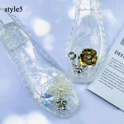 Crystal Flower Shoe Clips Shoes Accessories Tassel Pendant Flower Shoe Buckles Cool Show Sweet Fashion Shiny Shoe Ornaments