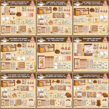 Cute Study Stationery Set Stickers Sharpener Creative Pen Bag Notebook Large Capacity Suitcase Stationery Gift Pack Students