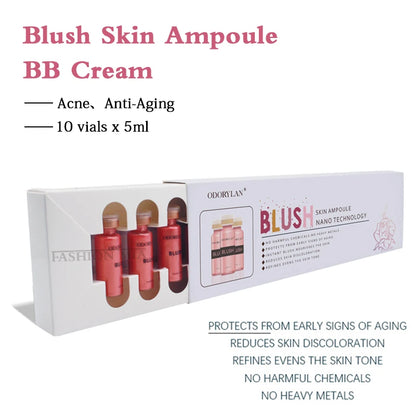 Korea 5ml Semi-Permanent Glow Blush BB Cream Ampoule Serum Set Moisturizing Brighten Serum Concealer Treatment Makeup Skin Care