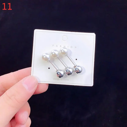 6Pcs Brooch Set Big Beads Fashion Clothing Brooches for Women Pearl Lapel Pin Sweater Dress Brooch Pins Badge Buckle Accessories