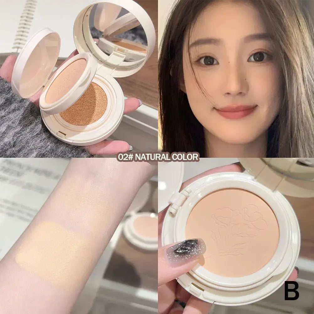 2-in1 Pressed Powder Cushion Foundation Palette Face Up Cream All-in-one Cosmetics Make Matte Coverage Base Full Oil Contro L9V7