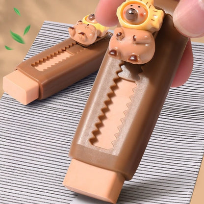Kawai Stationery Capibara Eraser for Primary School Students Special Chip Free Clean Correction Push Pull Office School Supplies