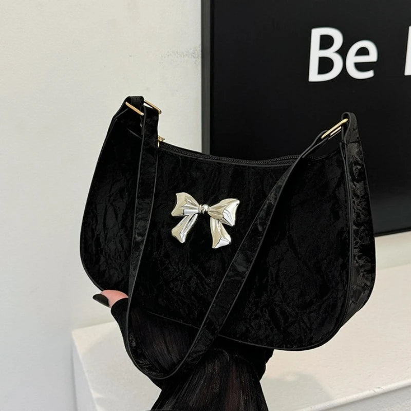 Sweet Fresh Small Bow Handbag for Women Trendy Underarm Shoulder Bag, Suitable for Daily Use, Outings, Dates, Parties, Gifts.