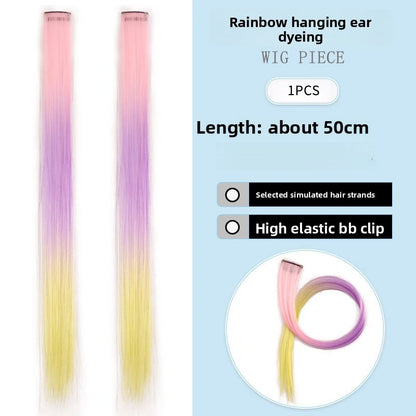 Three-color gradientSparkle Hair Extensions Clip In Rainbow Synthetic Sparkle Hair Tinsel Heat Resistant Sparkle Hair Extensions