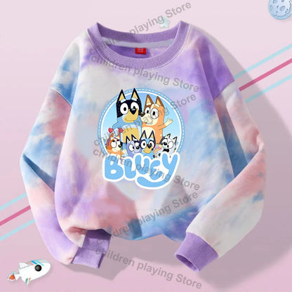 Blueyi Series Kid Pullover Sweatshirts Trendy Long Sleeves Top Bingo Autumn Winter Cartoon Child Clothes Birthday Christmas Gift