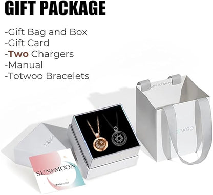 TOTWOO Sun & Moon Touch Necklaces with Agate Vibration & Light Up Necklace For Long Distance Relationship Gifts Couples Necklace