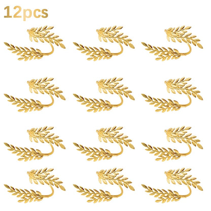 Gold Wheat Napkin Rings Metal Leaf Napkin Holder for Harvest Festival Fall Thanksgiving Dinner Party Table Decoration