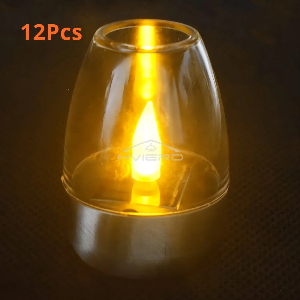 Home Solar Light LED Stainless Steel Candle Outdoor Courtyard Decorative Atmosphere Night Light Halloween Candlelight Dinner Led