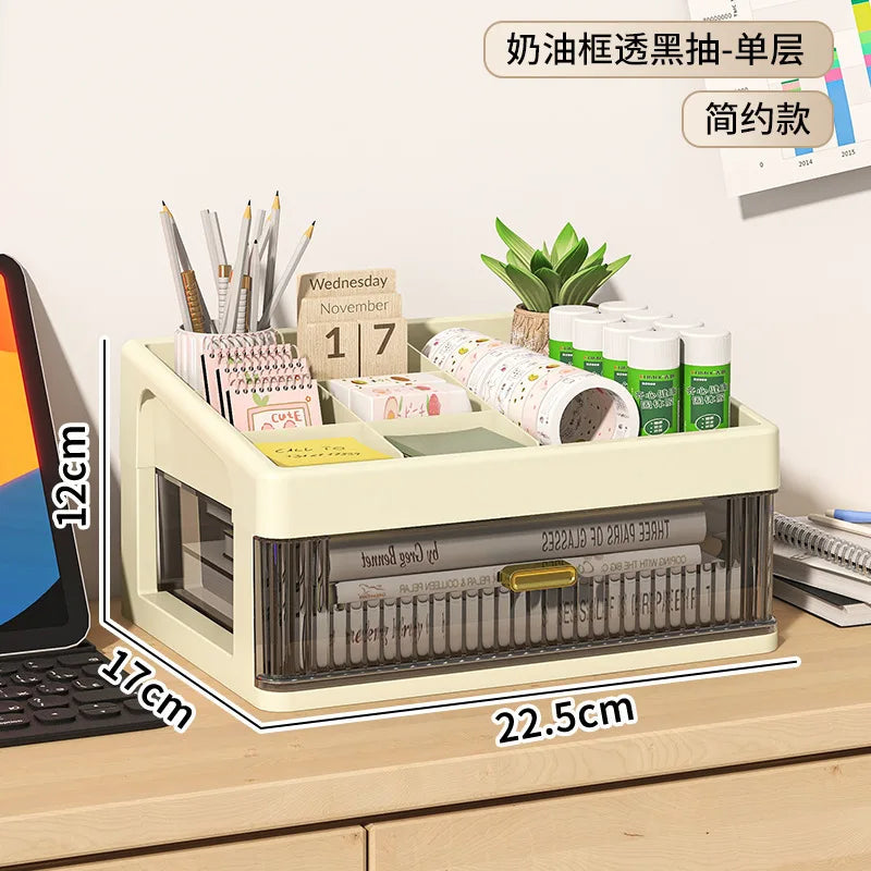 Desktop Organizer Box Multi-Layer Storage for Office Stationery Pencils Student Supplies Bedroom Study Desk Organization