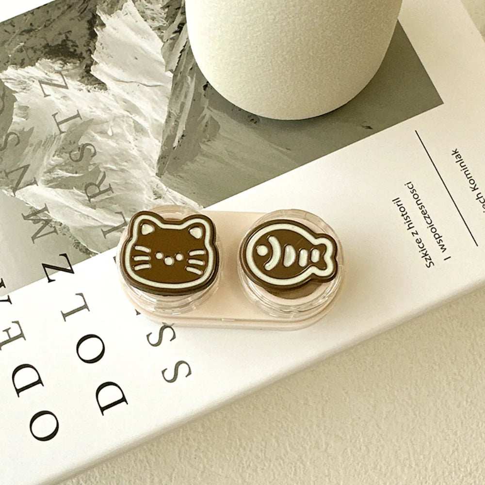 KLASSNUM Portable Cute Cartoon Contact Lens Case Drawer Design Color Contact Lenses Box Container Storage Case Travel Accessory