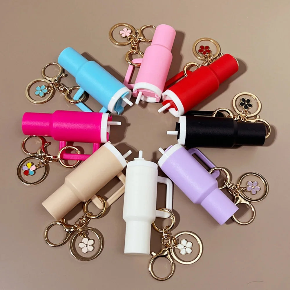 Mini Stanley Cup Keychain Creative Coin Chapstick Storage Box Accessories Key Holder Backpack Tumbler Handle Decoration