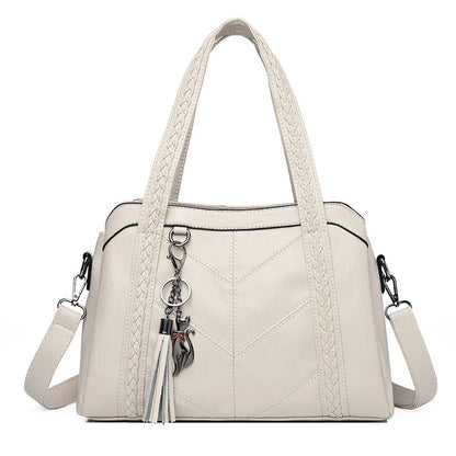 Women's Bag2023New Style Middle-aged Mom Bag Simple Retro Women's Handbag Soft Leather Large Capacity Crossbody Bag