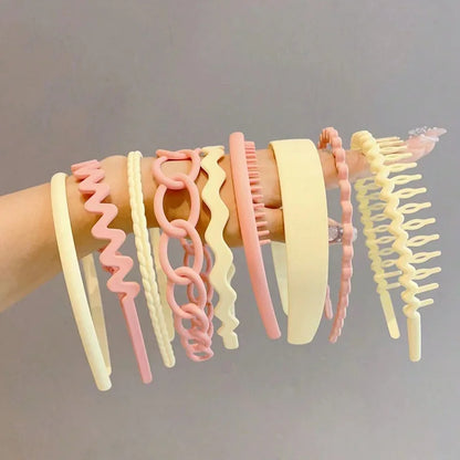 5/9pc Anti slip Toothed Hair Band Set Women's Men's Simple Frame Head Shampoo bangs Broken Hair Pressing Bracket Scrub Ornament