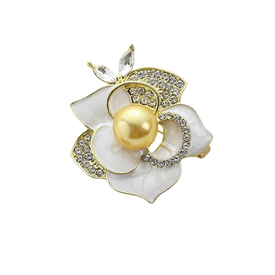 Luxury Rhinestones Flowers Imitation Pearl Brooches for Women Suit Coat Brooch Pins Corsage Elegant Jewelry Gift Accessories