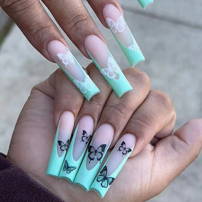 Luxury Designed Reusable Pink Nude False Nails Short Custom Acrylic Press On Nails Artificial Nails With Glue For Woman And Girl