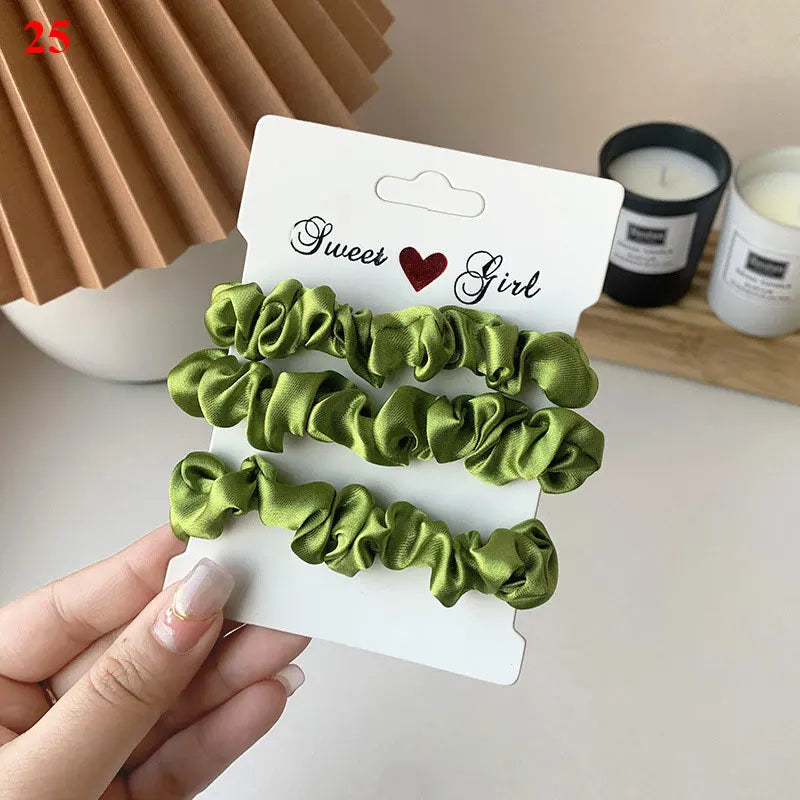 3/6Pcs/Set Silk Hair Scrunchies Elastic Hair Bands Women Elegant Headwear Hair Ties Ponytail Holder Sweet Hair Rope Rubber Bands