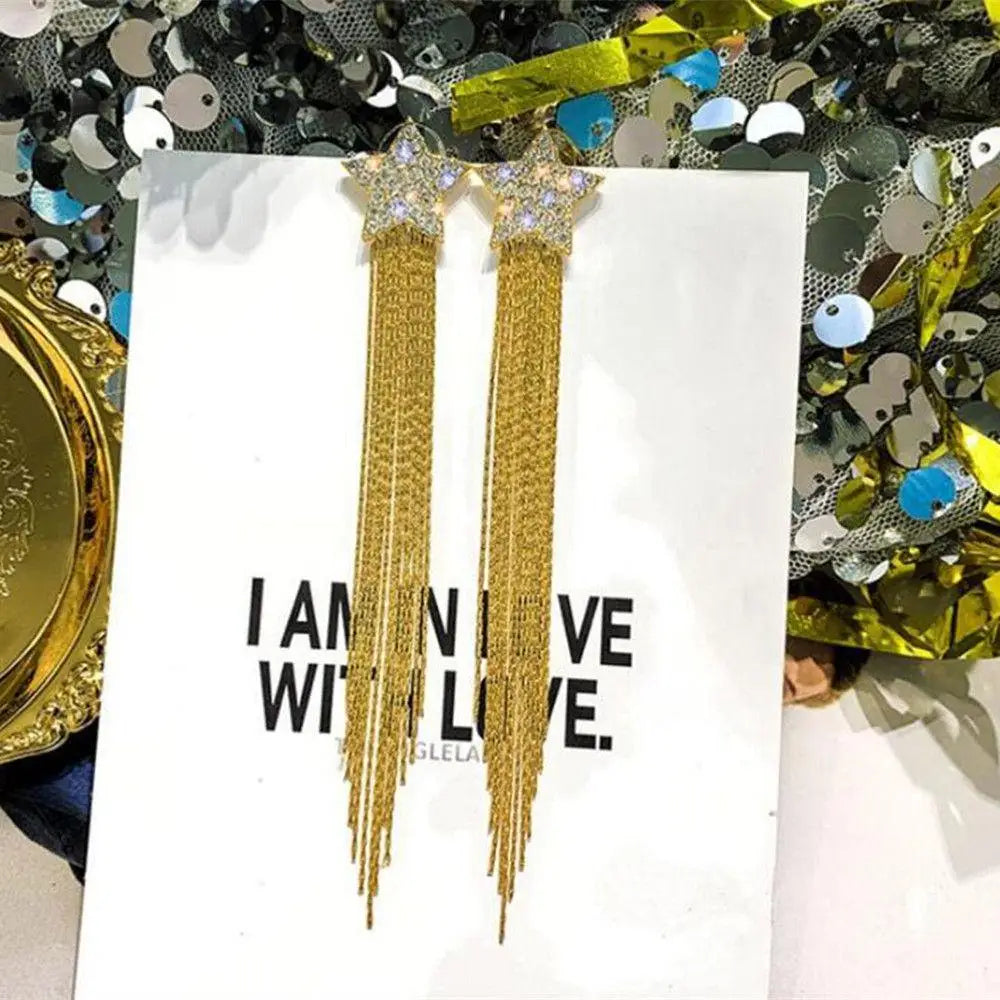 2023 New Fashion Trend Unique Design Delicate Elegant Green Zircon Tassel Earrings Women High Jewelry Wedding Party Gifts