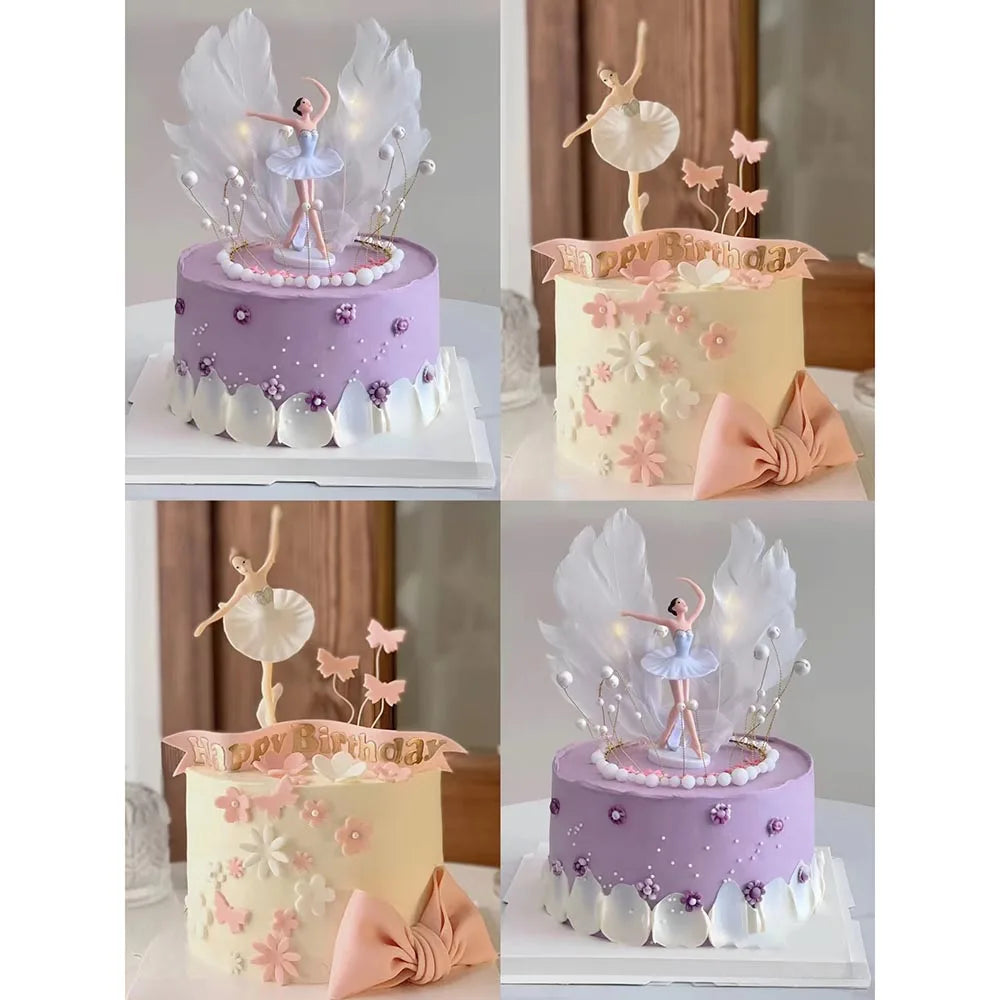 Dancing Girl Cake Decorations Ballerina Figurine Cake Topper For Girl Ballet Theme Birthday Party Decors Cake Ornament