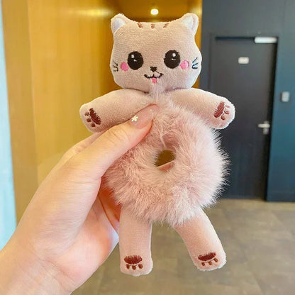 Cartoon Cute Animal Rubber Band for Girls Plush Ponytail Maruko Hair Tie Elastic Hair Ring Headwear Girls Kids Hair Accessories