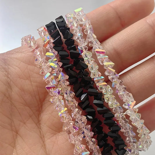 Transparent Crystal Irregular Beaded Bracelet Women‘s Shiny Mulit-cut Pink Glass Chain on the Hand Jewelry Girls Gifts