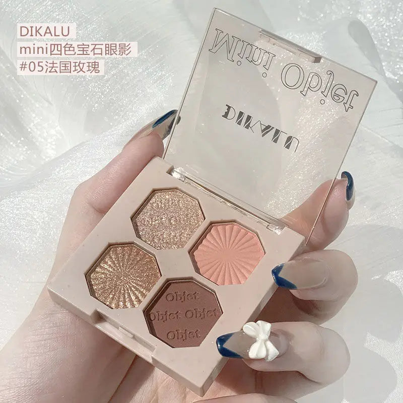 Four Color Gem Eyeshadow Pearl Matte Punk Smoked Cement Black Gray Eye Shadow Easy To Remove Makeup Daily Glitter Eyeshadow Tray