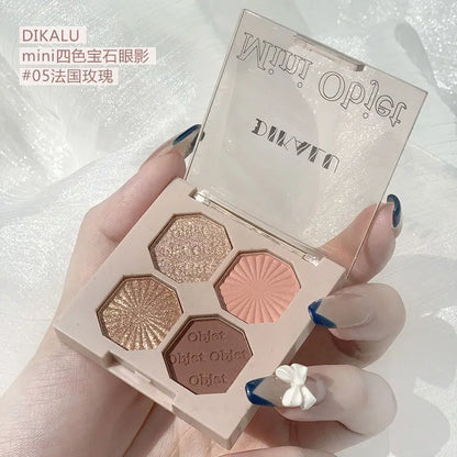 Four Color Gem Eyeshadow Pearl Matte Punk Smoked Cement Black Gray Eye Shadow Easy To Remove Makeup Daily Glitter Eyeshadow Tray