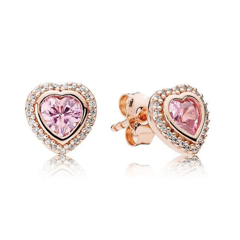 TOGORY Newest Rose Gold Brand Stud Earrings For Ladies Women Crown Love Round Earrings Jewellery Birthday Gift Special Offer